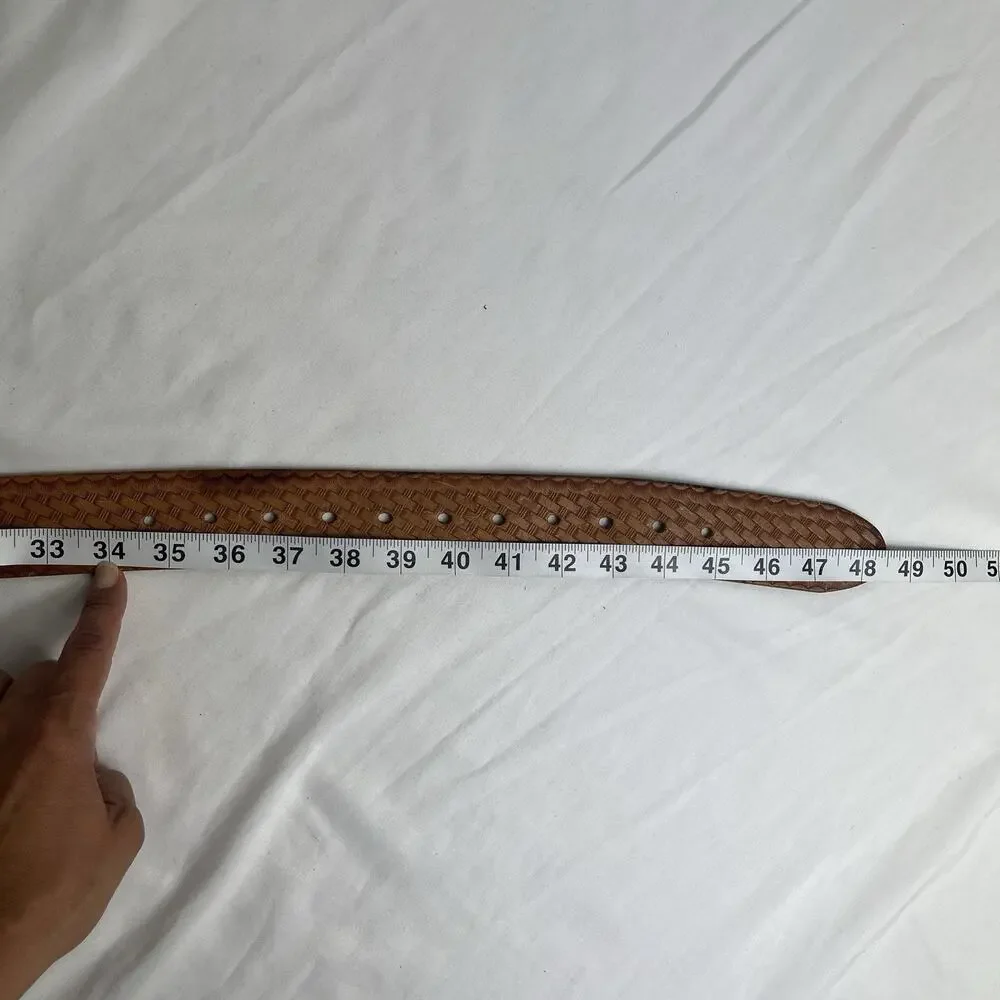 Master Mechanic Hand Tooled camel Belt Size 35 to 45, no buckle, Interchangeable